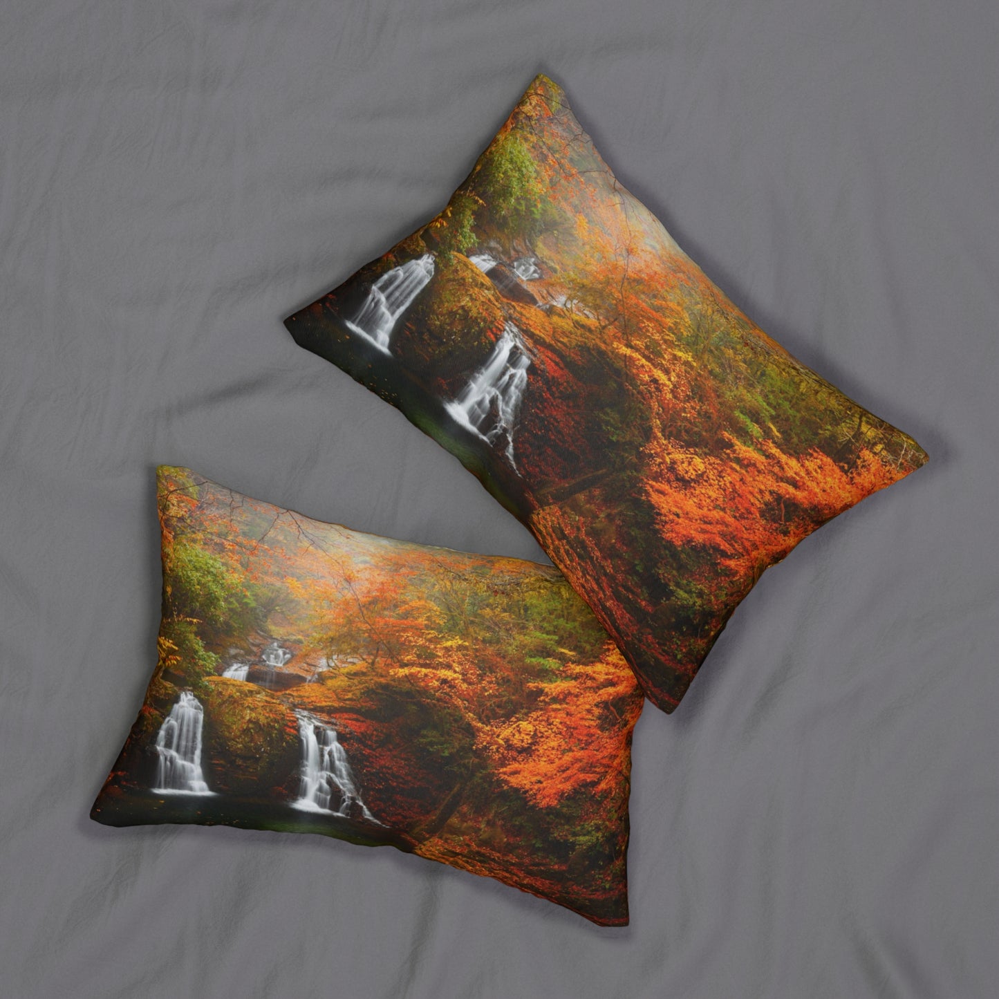 Autumn Waterfall Spun Polyester Lumbar Pillow