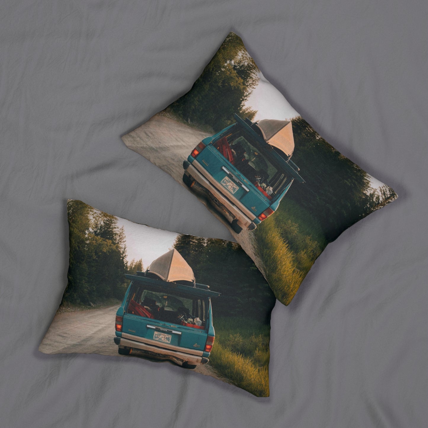 Canoe Car Spun Polyester Lumbar Pillow