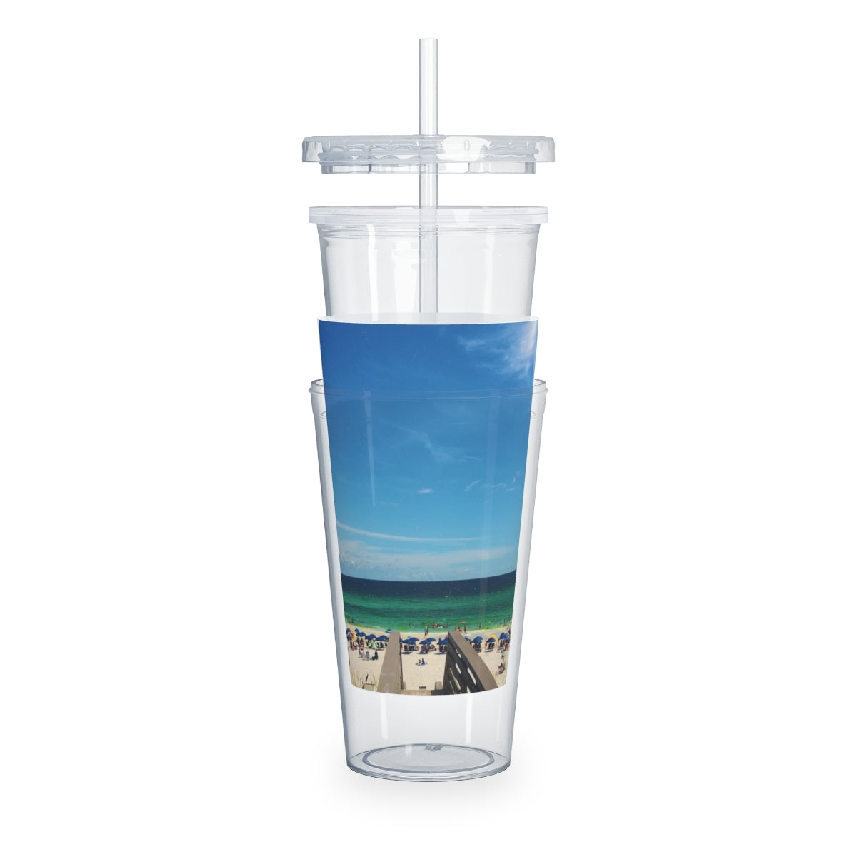 Beach Day Plastic Tumbler with Straw