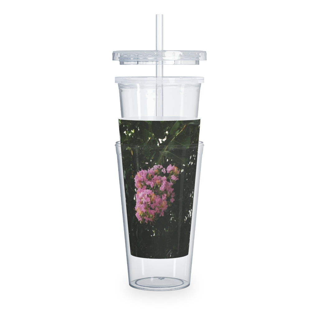 Think Pink Plastic Tumbler with Straw